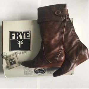 Frye Sam Button Brown Leather Boots